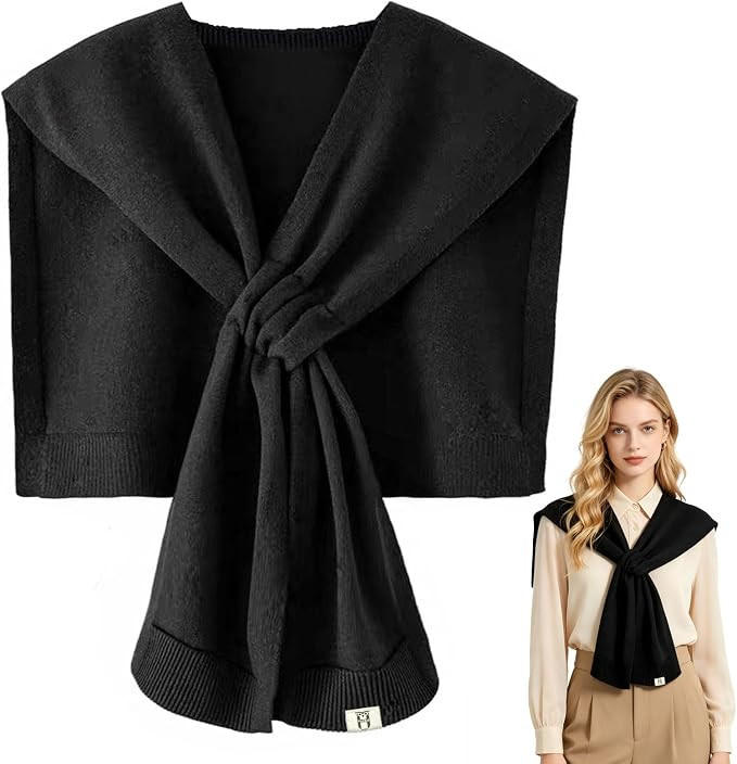 huablo Women's Fashion Knitted Shawl - Khaki Sweater Shawl for Air-Conditioned Rooms | Amazon (US)
