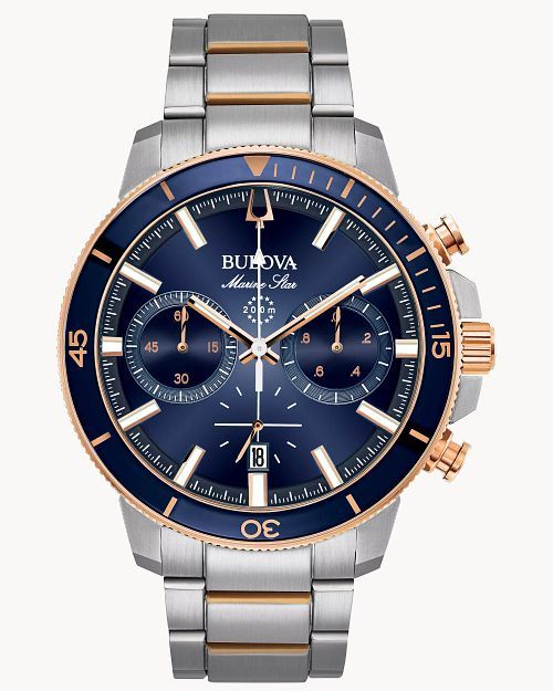 Bulova Marine Star Men's Rose Gold Blue Dial Watch | Bulova | Bulova