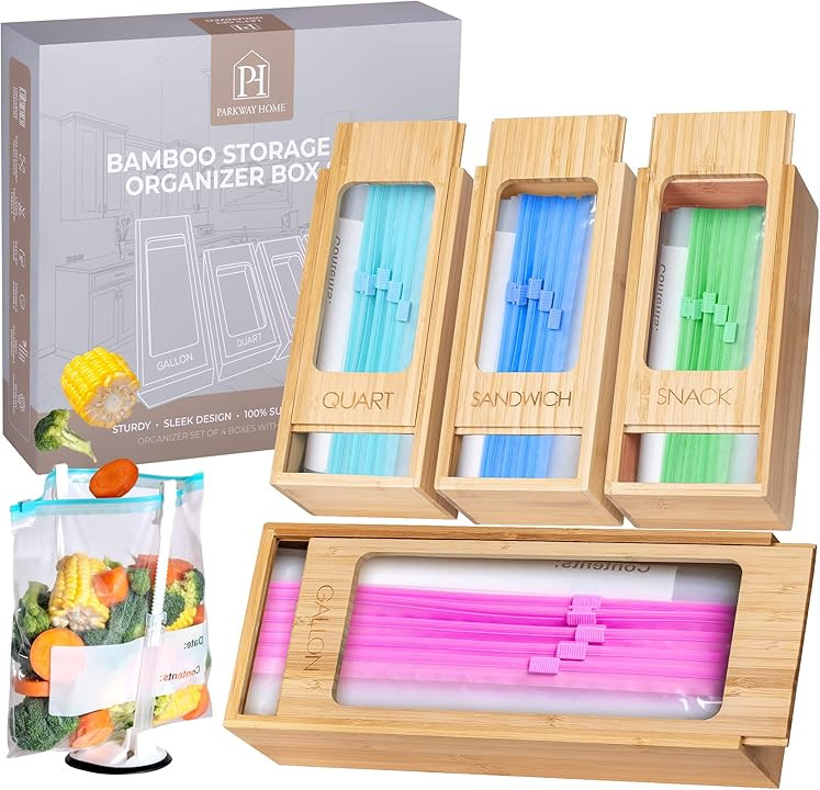 PARKWAY HOME - Ziplock Bag Organizer For Drawer, Food Storage Bag Holder, Ziplock Bag Storage Org... | Amazon (US)