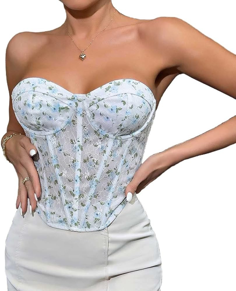 Going Out Corset Top for Women Strapless Sleeveless Bodyshaper Corset Tops Summer Crop Top | Amazon (US)