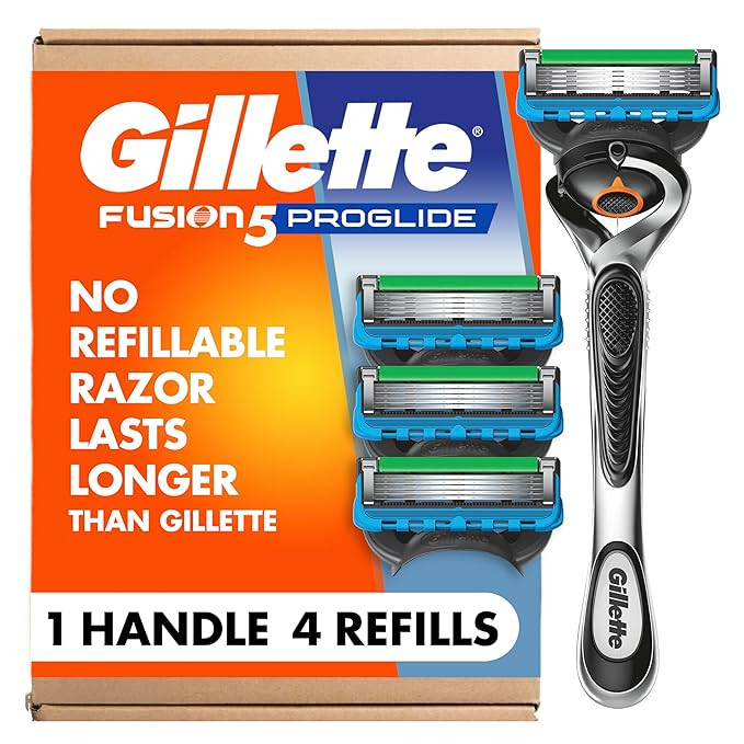 Gillette Fusion ProGlide Razor for Men, Handle + 4 Blade Refills, Plastic/Acrylic Handle | Amazon (US)