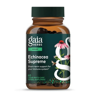 Gaia Herbs Echinacea Supreme - Echinacea Purpurea & Angustifolia Blend to Support Immune System* - 60 Vegan Liquid Phyto-Caps (30 Servings) | Target
