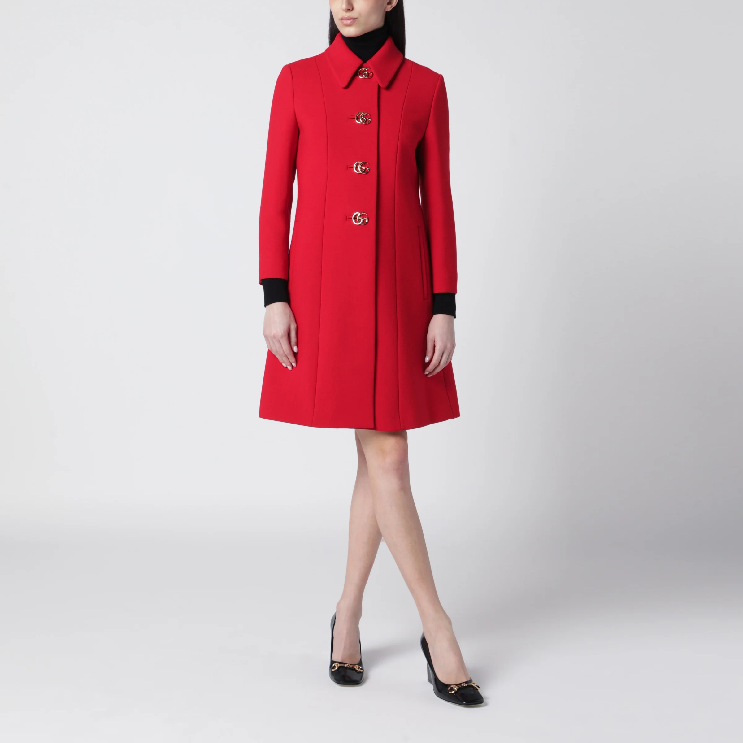 Red Wool Coat With GG Buttons | The Double F