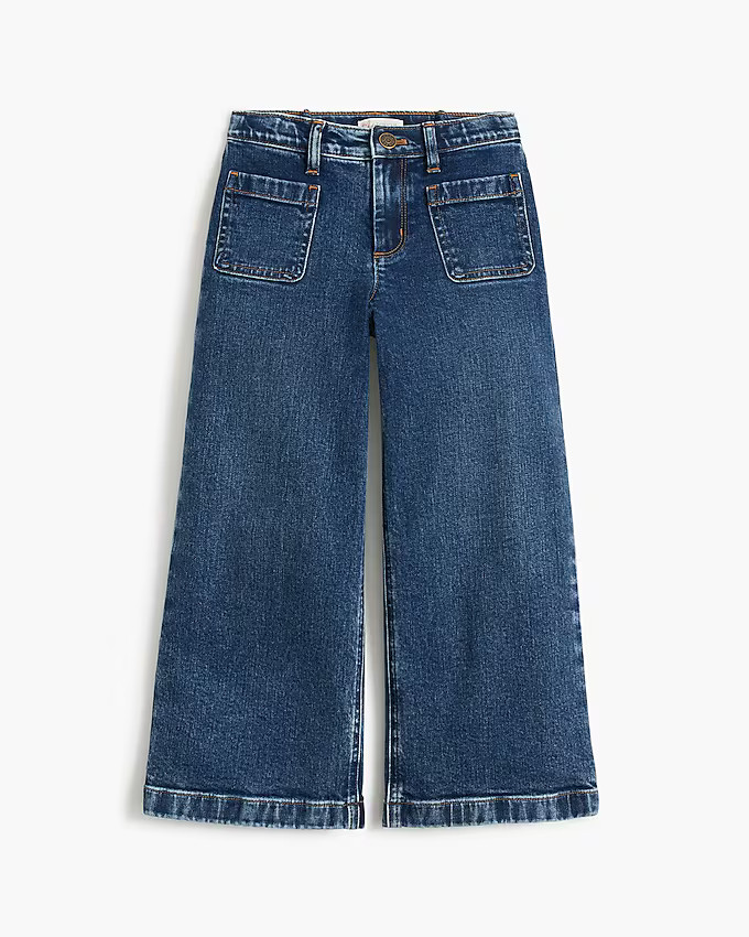 Girls' wide-leg patch-pocket jean | J.Crew Factory