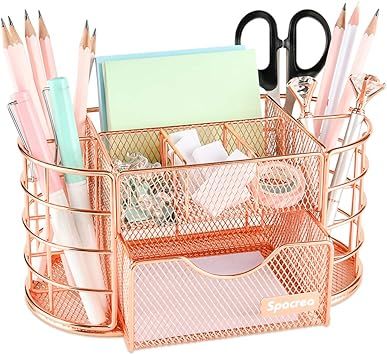 Spacrea Desk Organizers and Accessories, Office Organizer Pencil Holder for Desk, Desk Office Sup... | Amazon (US)