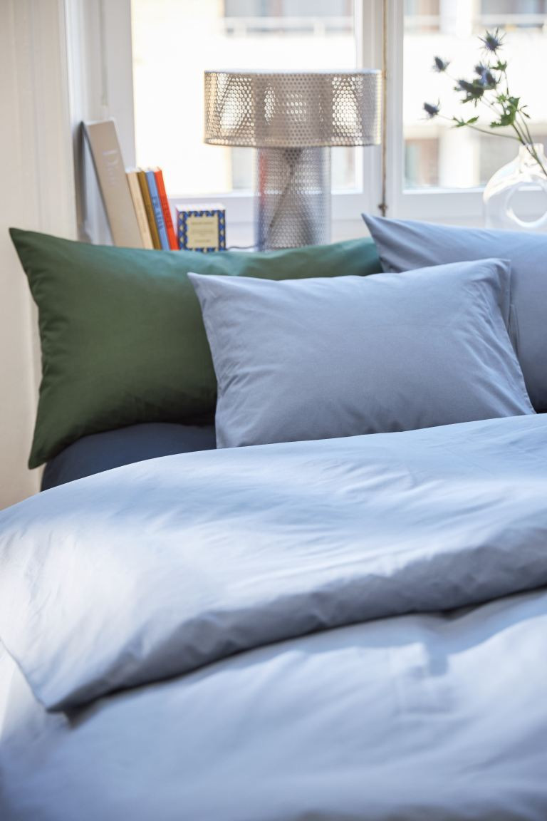 Cotton King/Queen Duvet Cover Set - Pigeon blue - Home All | H&M US | H&M (US + CA)