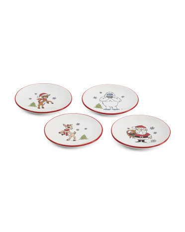 Set Of 4 Rudolph Appetizer  Plates | TJ Maxx