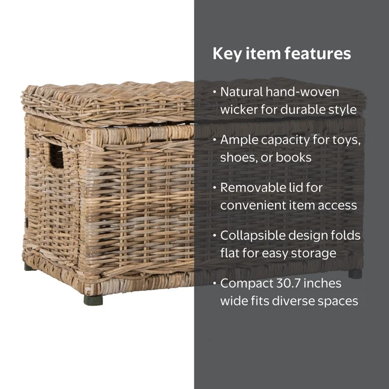 happimess Elijah 30.7" Wicker Storage Trunk, Natural, HPM9002B | Walmart (US)