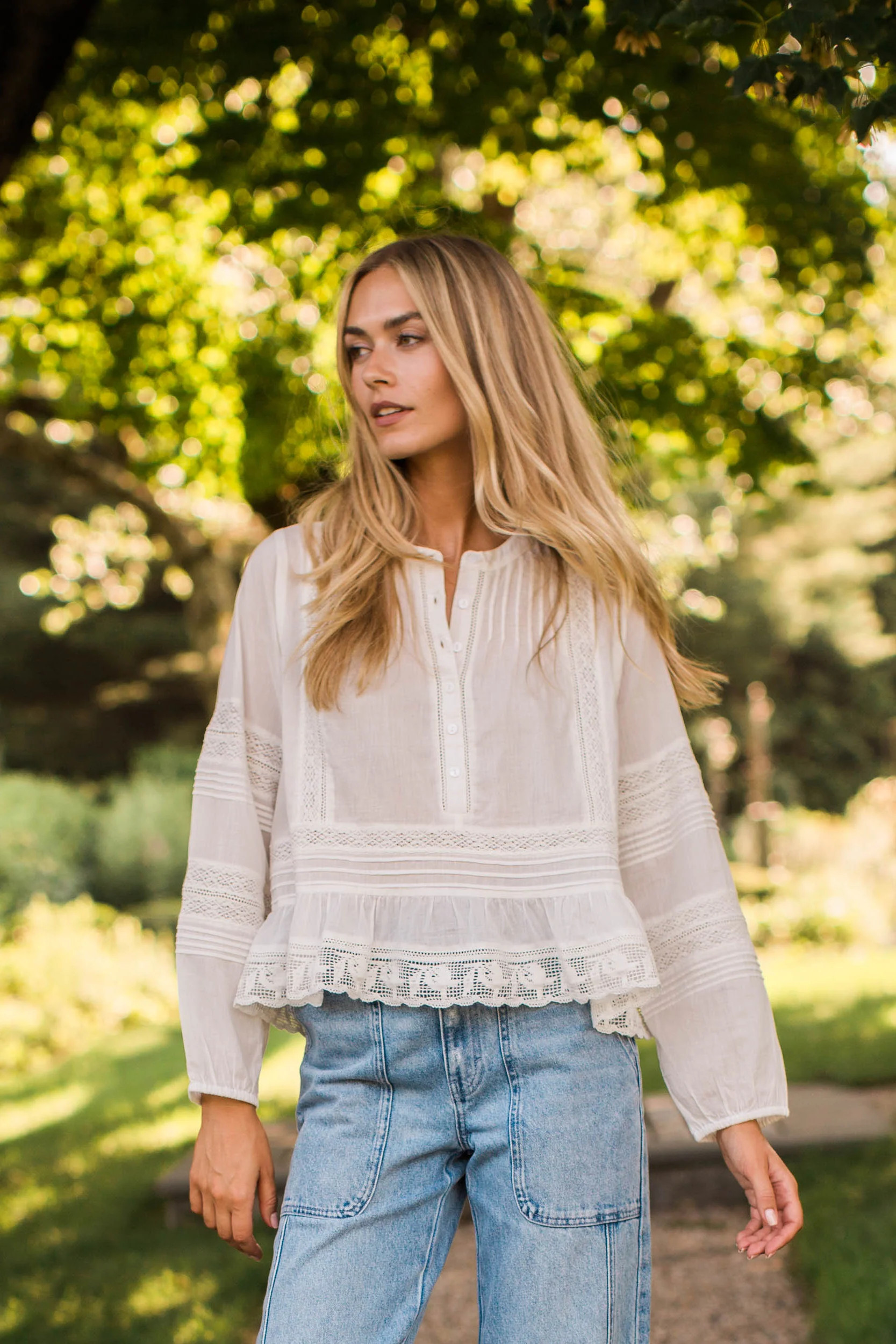 Avery Cotton Lace Top - Ivory | Marea