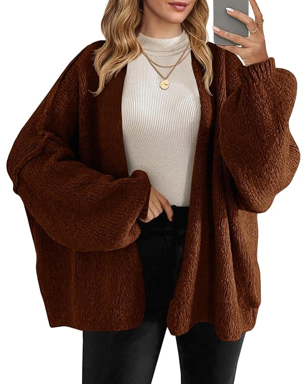 Saodimallsu Womens Oversized Cardigan Sweaters Open Front Chunky Knit Casual Long Lantern Sleeve ... | Amazon (US)