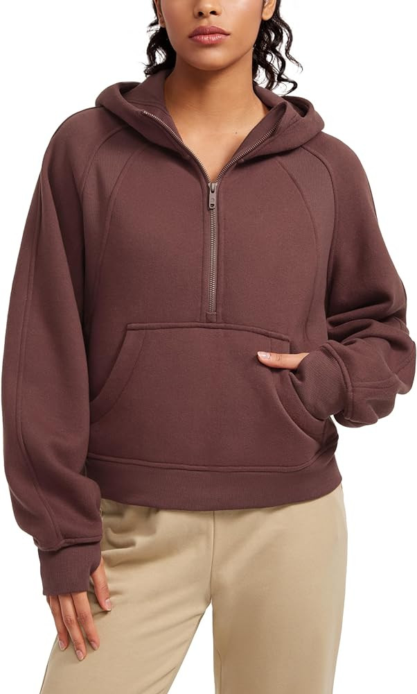 CRZ YOGA Womens Fleece Lined Half Zip Hoodies Pullover Oversized Long Sleeve Casual Workout Sweat... | Amazon (US)