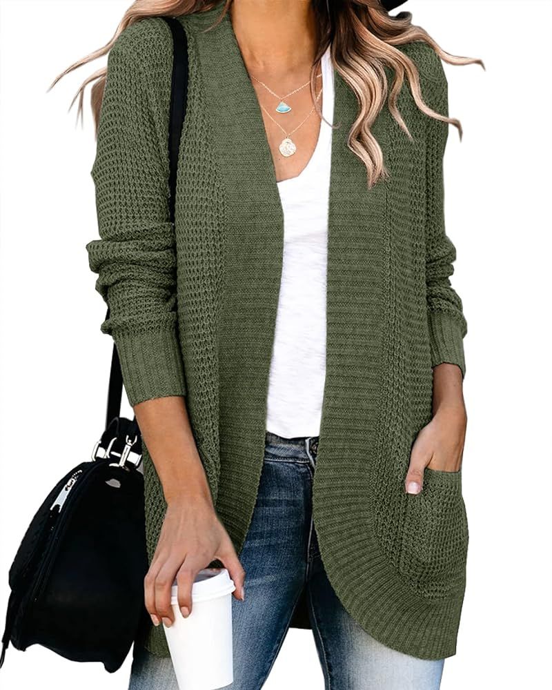 Saodimallsu Womens Loose Open Front Cardigan Long Sleeve Casual Lightweight Soft Knit Sweaters Co... | Amazon (US)