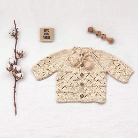 Hand Knitted Baby Cardigan  Handmade Baby Cardigan  100% | Etsy | Etsy (US)