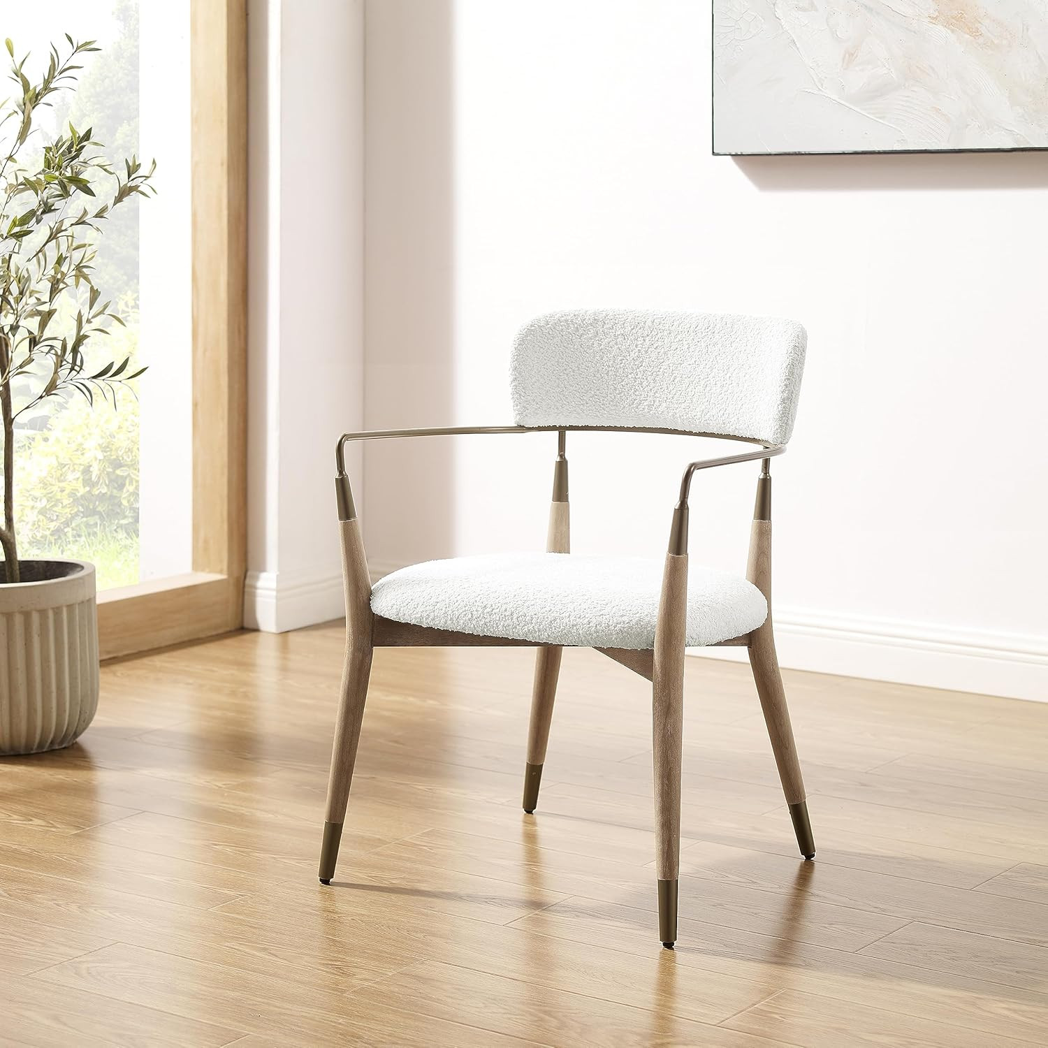 Art Leon Dining Chairs, Set of 2, Mid Century Modern Dining Room Chairs, Boucle Fabric Accent Cha... | Amazon (US)