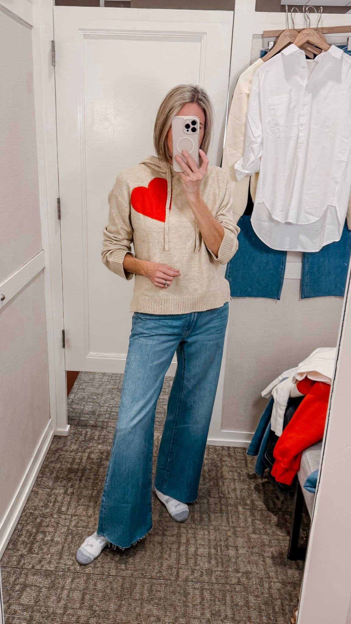 50% off sale - Valentine’s Day outfit but make it comfy 💘 This heart hoodie is giving all the Valentine’s vibes 💕 Cozy, cute, and easy to style. Also loving the new LOFT denim line—these mid-rise relaxed flares are a win! Wearing a size 26 jeans and XS sweater 

#ValentinesOutfit #loveloft #CasualChic #EverydayOutfits


#LTKSaleAlert #LTKValentine #LTKootd