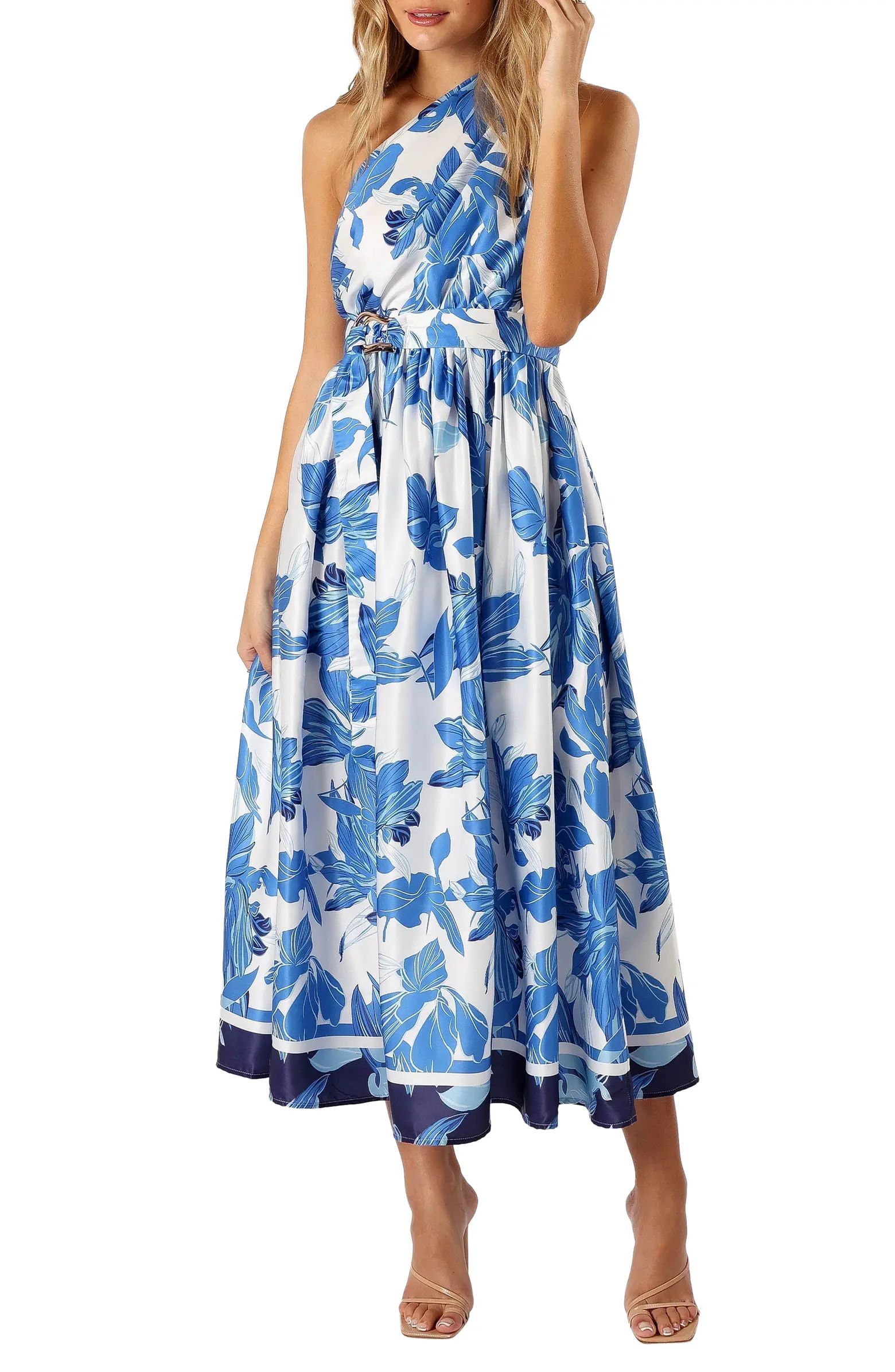 Naomi Floral Print One-Shoulder Midi Dress | Nordstrom