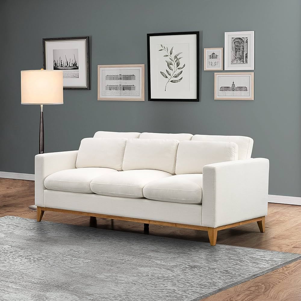 Abbyson Living Violetta Fabric Sofa - Mid-Century Modern, Upholstered, White | Amazon (US)