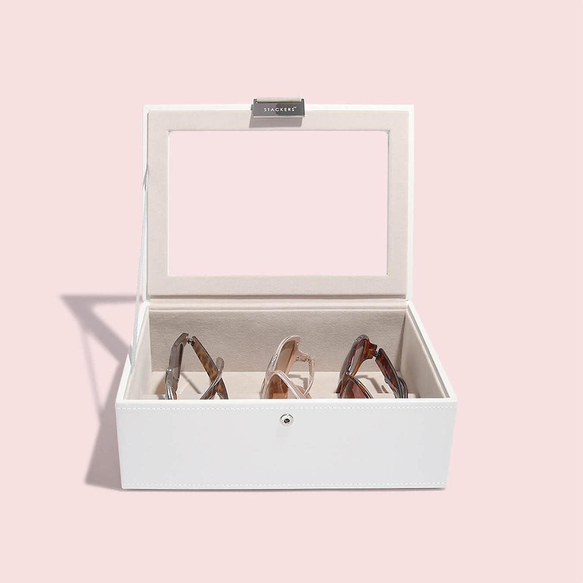 Stackers White Classic Lidded Eyewear Storage Box | The Container Store