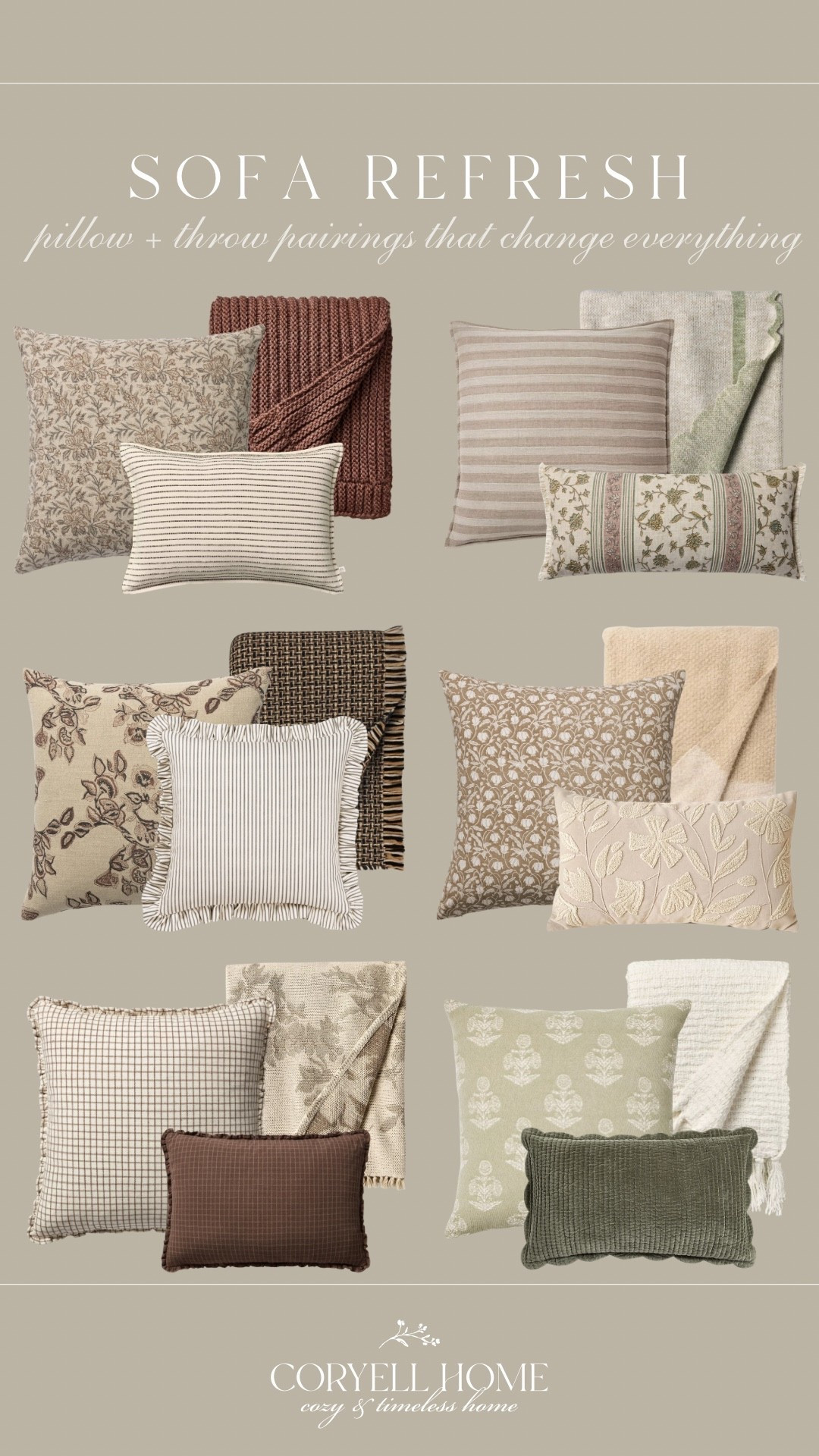 Sofa Refresh! 🤎 Loving these throw pillows and throw blanket pairings for a living room winter refresh. 🤍❄️ 

#LTKFindsUnder100 #LTKFindsUnder50 #february2026 #LTKHome #styletip