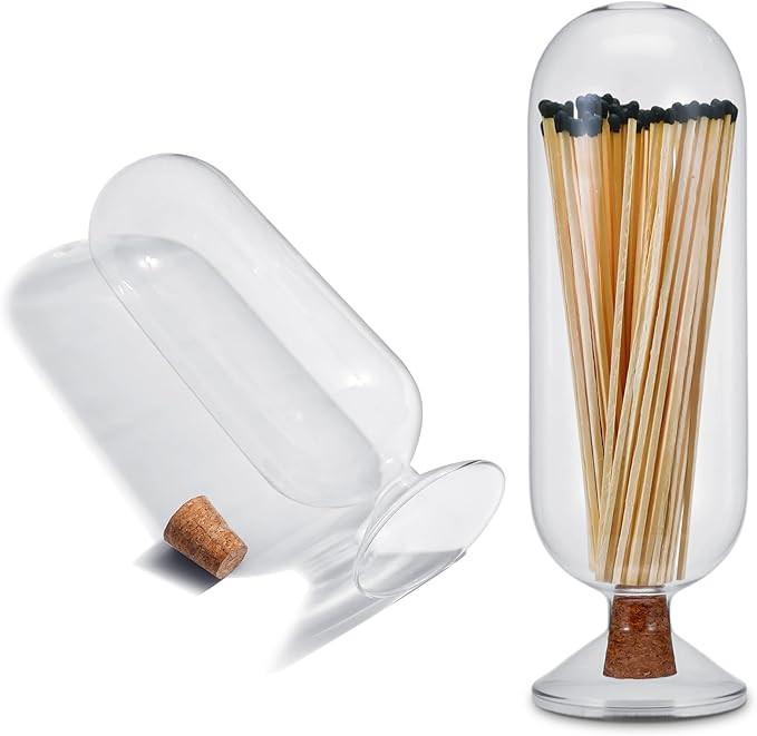 Extra Tall 11" Decorative Glass Matches Cloche Decorative Match Holder Jar for Candle Matches Tre... | Amazon (US)