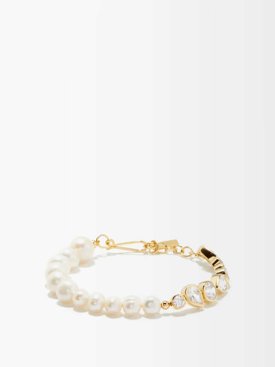 Pearl, crystal & 14kt gold-vermeil bracelet | Matches (UK)