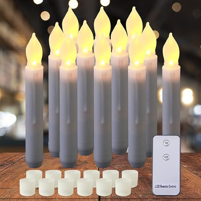Amazon.com: Amagic 12pcs Batteries Operated Taper Candles with Remote, Warm White Flickering Ligh... | Amazon (US)