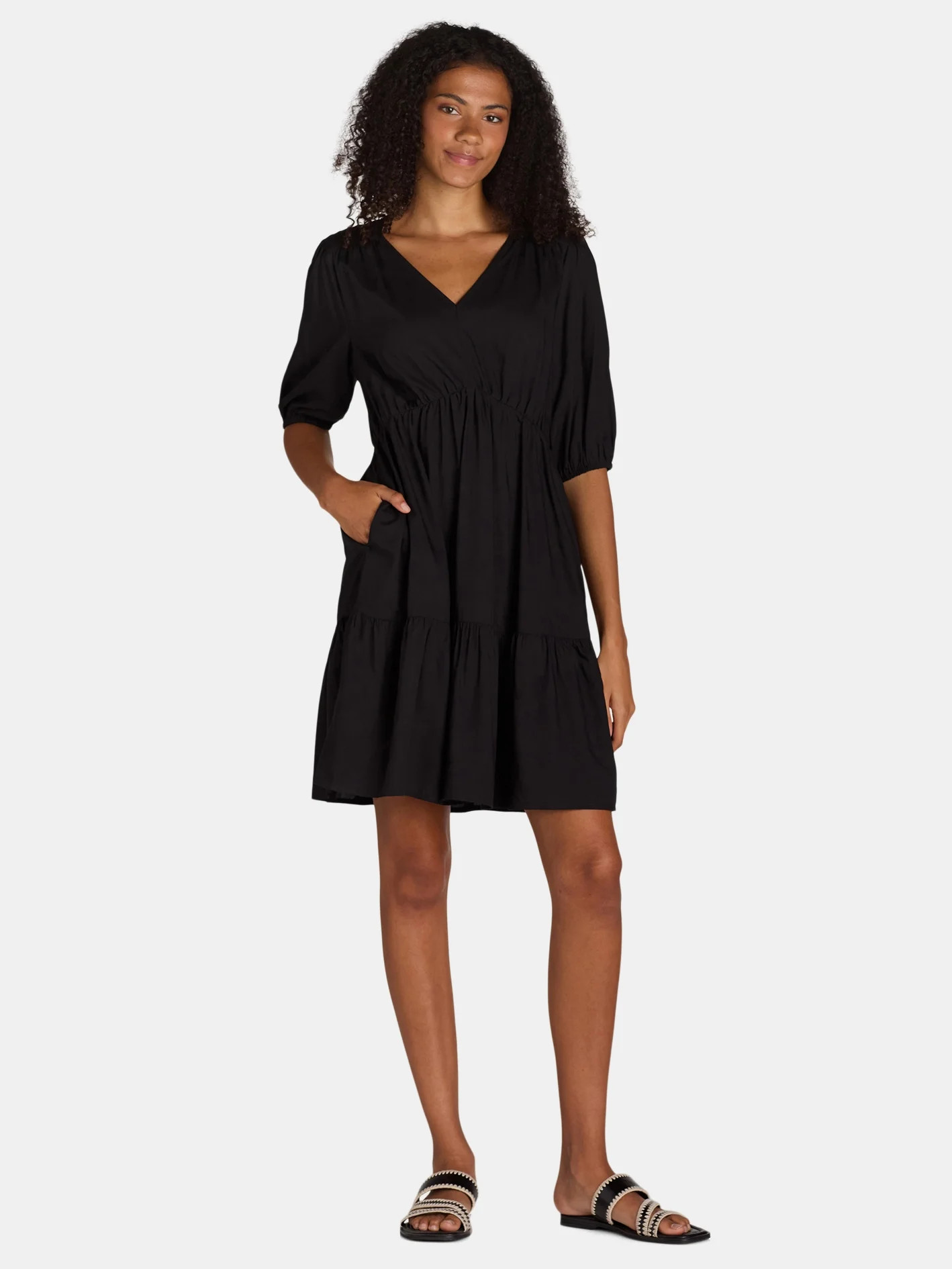 Time and Tru Women's Puff Sleeve Mini Dress, Sizes XS-XXXL | Walmart (US)