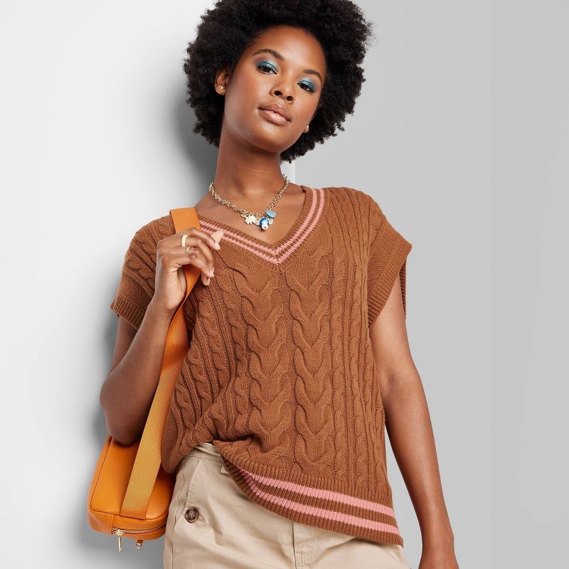 Women&#39;s Oversized Sweater Vest - Wild Fable&#8482; Copper XL | Target