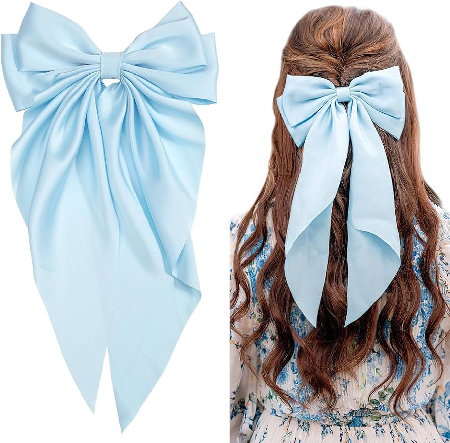 JOYOYO 1Pcs Silky Satin Hair Barrettes Clip for Women, Large Hair Bow Ribbon Clips for Girls Gian... | Amazon (US)