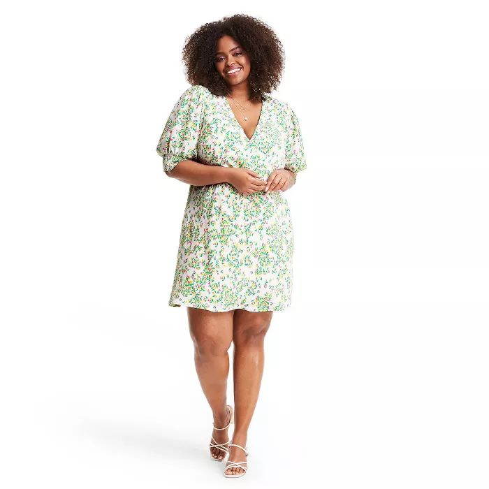 Floral Puff Sleeve Swing Dress - RIXO for Target Cream/Green | Target