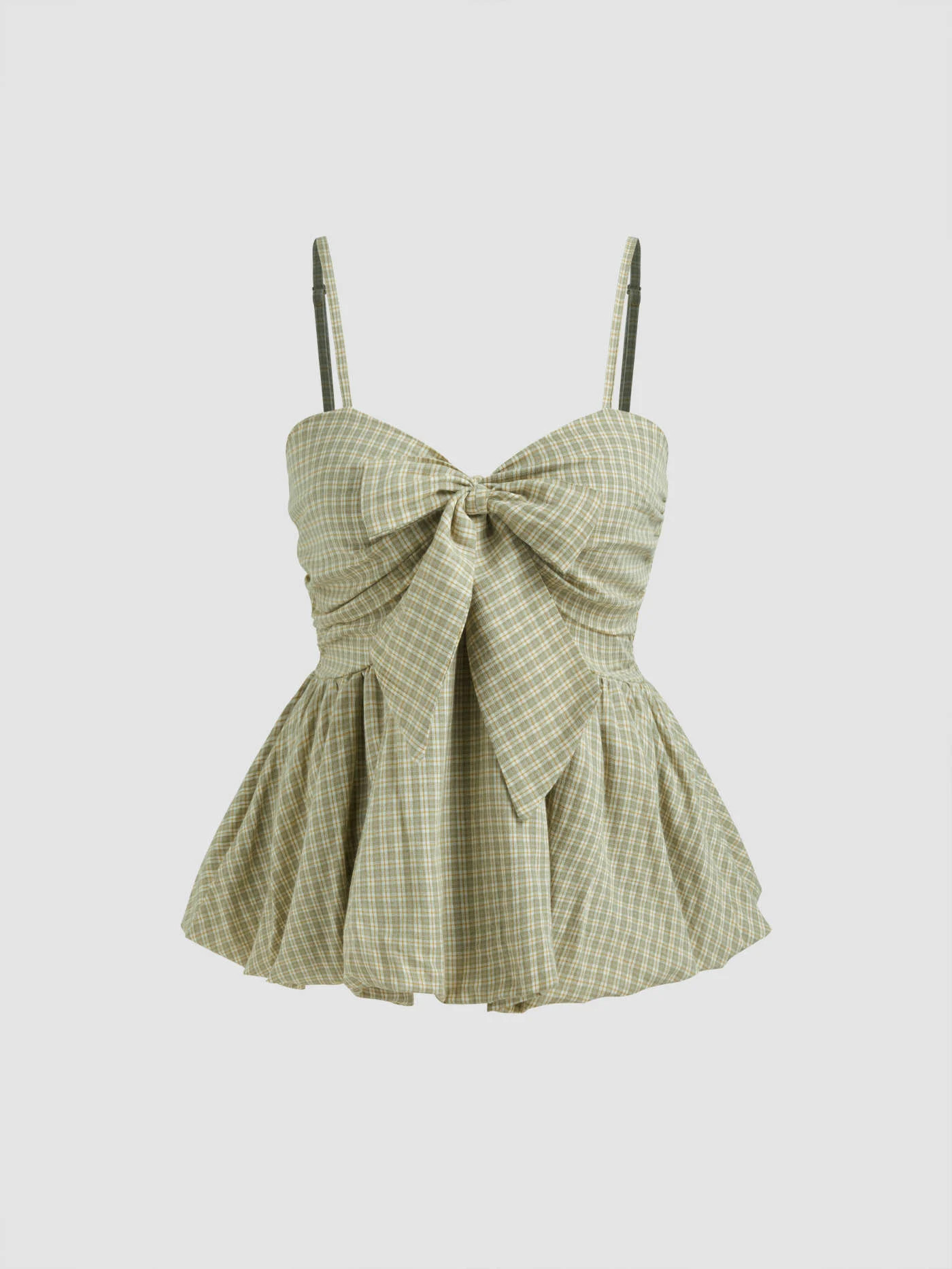 Check Shirred Knotted Bubble Hem Cami Top | Cider