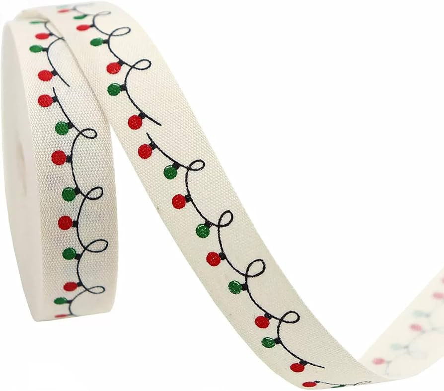 10 Yards Merry Christmas Cotton Ribbon, 5/8 Inch, Red Green White Merry Wrapping Ribbon for Craft... | Amazon (US)