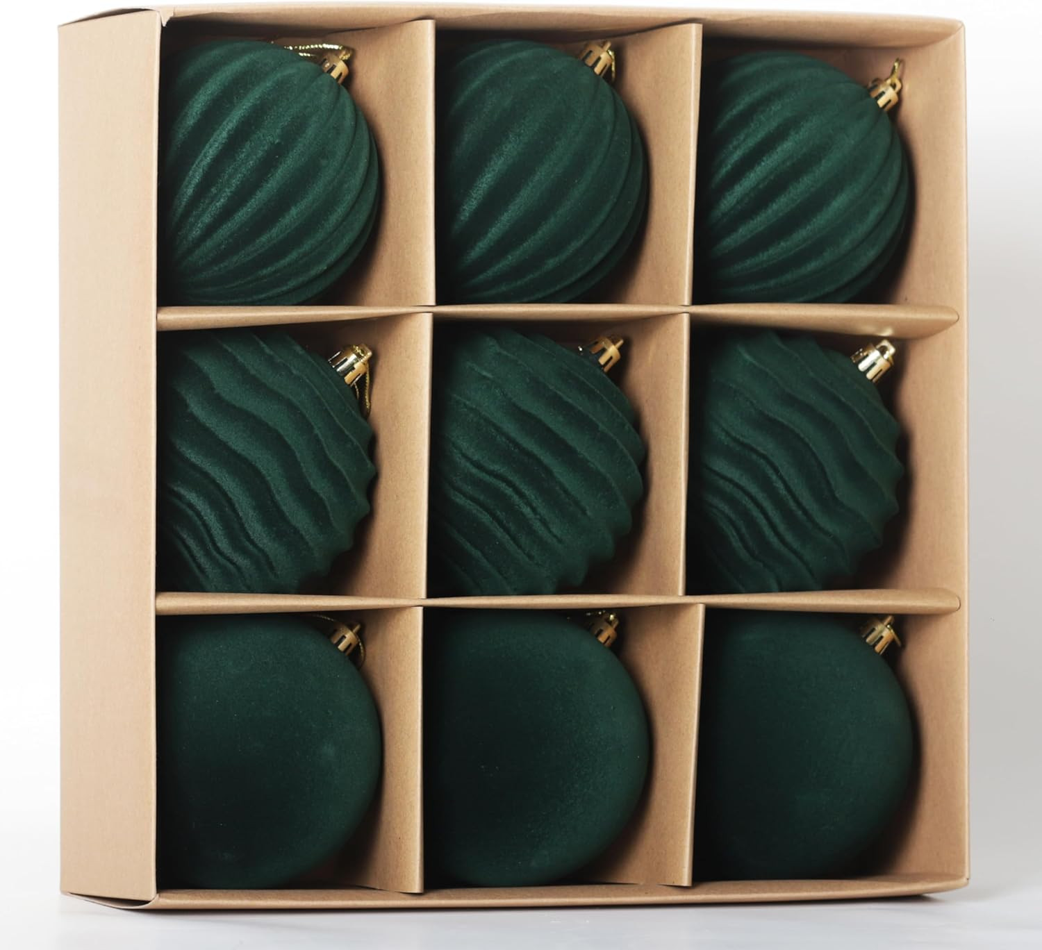 Senjie 9 PCS Velvet Ornaments Balls Sets for Christmas Tree 3.94inch Flocked Christmas Balls Asso... | Amazon (US)