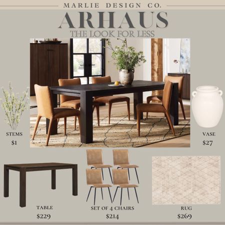 Arhaus | the look for less | walmart finds | parsons table | dining table | dining chairs | dining room rug | living room rug | bedroom rug | leather dining chair | urn vase | faux florals | at home | Wayfair | Amazon | affordable home decor 

#LTKunder50 #LTKhome #LTKunder100
