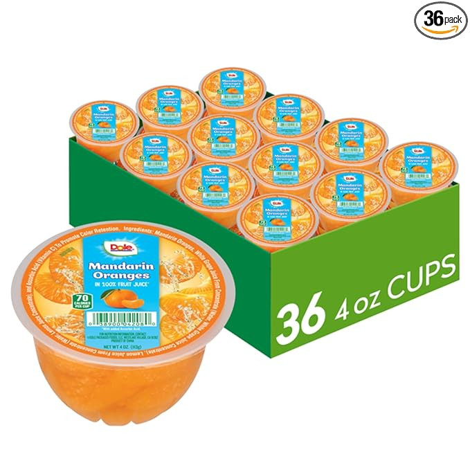 Dole Fruit Bowls Mandarin Oranges in 100% Juice Snacks, 4oz 36 Total Cups, Gluten & Dairy Free, B... | Amazon (US)