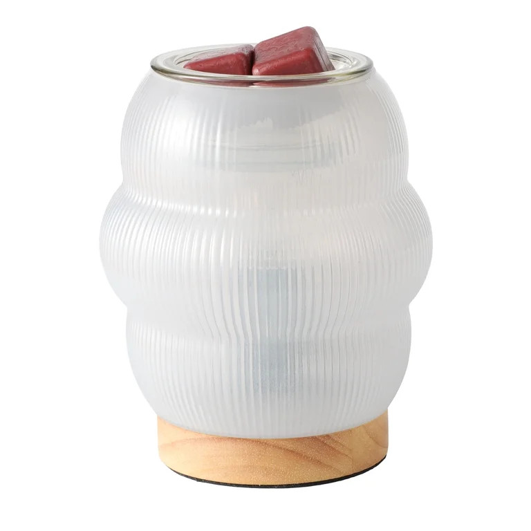 Mainstays Sculpted Glass Ribbed Fragrance Wax Melt Warmer, Soft Silver | Walmart (US)
