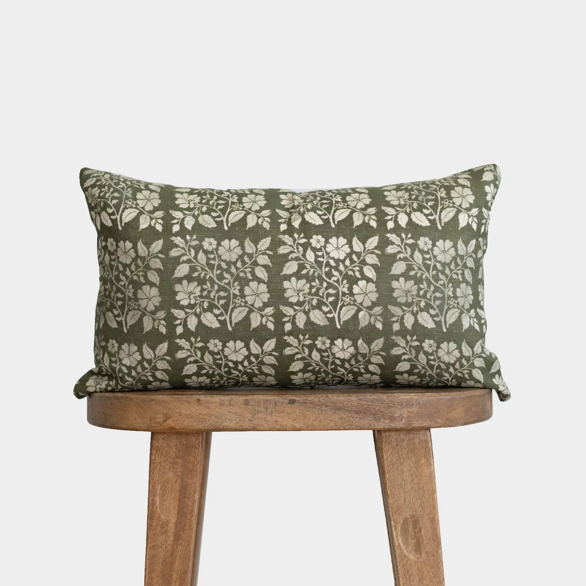 Evergreen Floral in Linen - Lumbar Pillow Cover 12x20" | 12x40" | Woven Nook