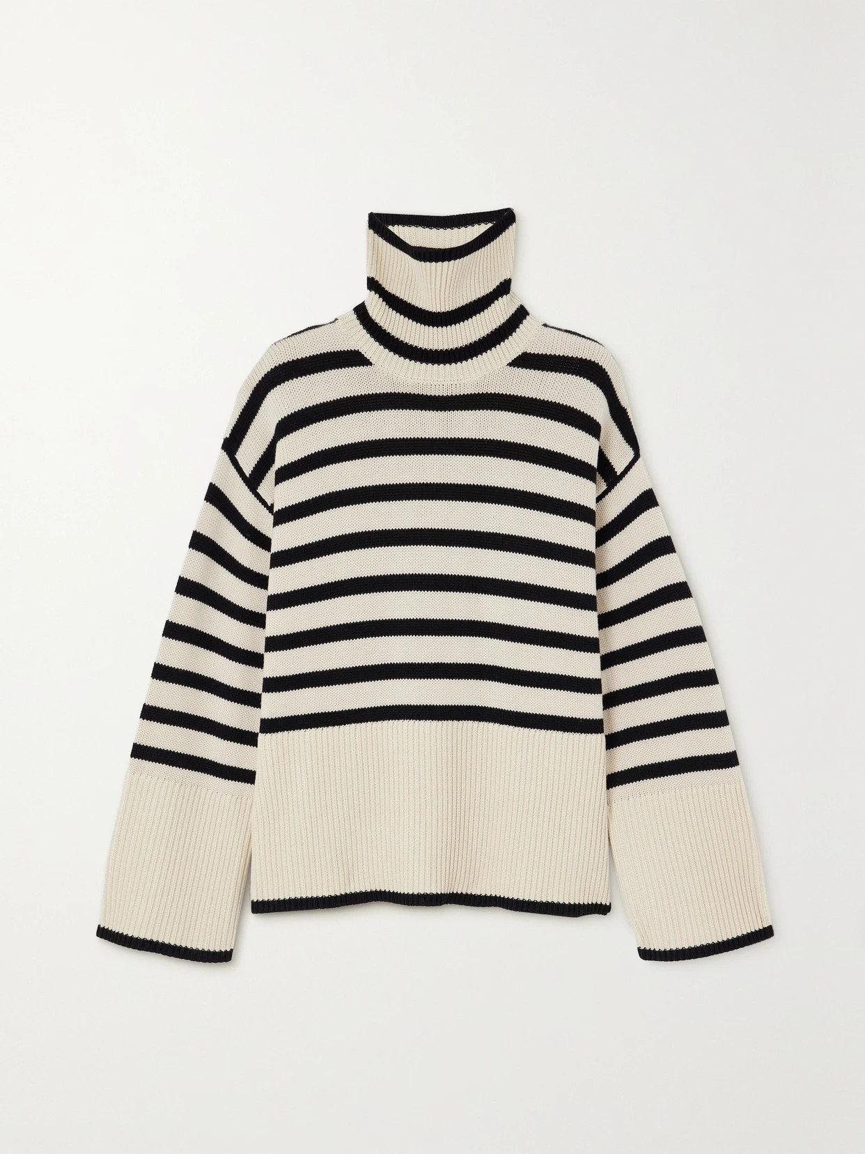 TOTEME - Striped Wool-blend Turtleneck Sweater - Beige | NET-A-PORTER (UK & EU)