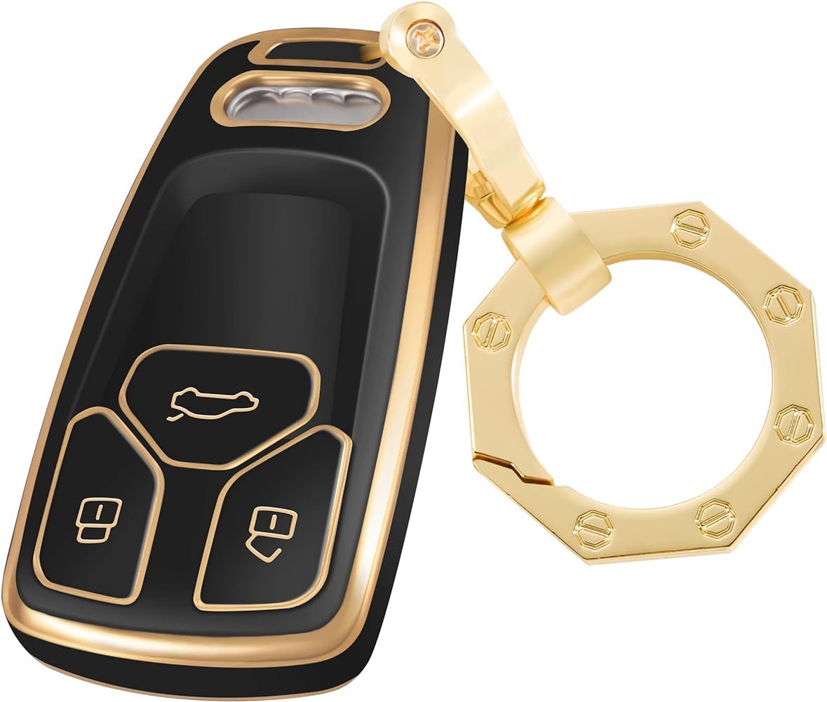 YHC for Audi Key Fob Cover, Premium Car Key Case Shell with Fashion Keychain fit Audi A4 Q7 Q5 TT... | Amazon (US)