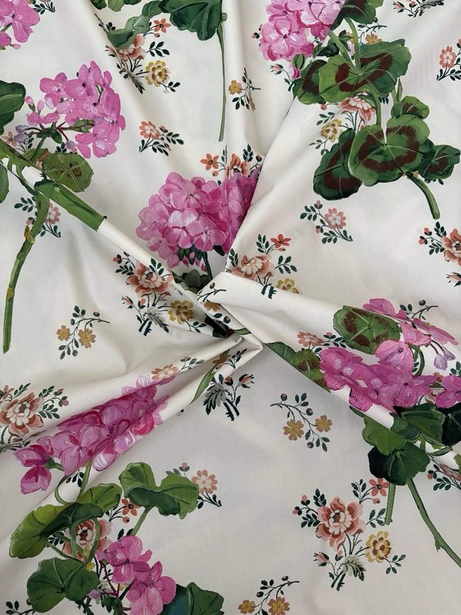 Oscar de La Renta Dress Deadstock Fabric Floral Cotton Poplin Geranium | eBay US