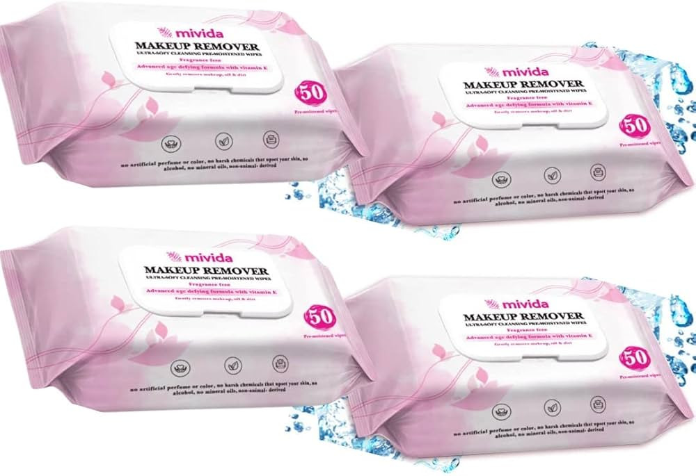 Makeup Remover Wipes | Bulk Pack of 4 | Alcohol Free, Fragrance Free | Hypoallergenic, Vitamin E ... | Amazon (US)