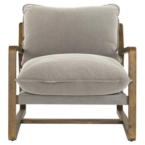 Ailyn Rustic Lodge Grey Pillow Brown Wood Occasional Arm Chair | Kathy Kuo Home