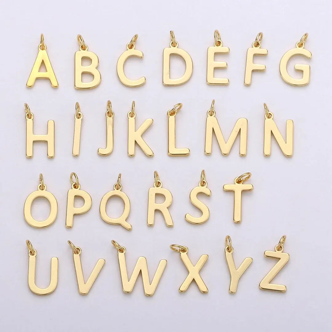 14k Gold Filled Personalized Initial Charm Initial Pendant, Letter Charm Minimalist Alphabet Lett... | Etsy (US)