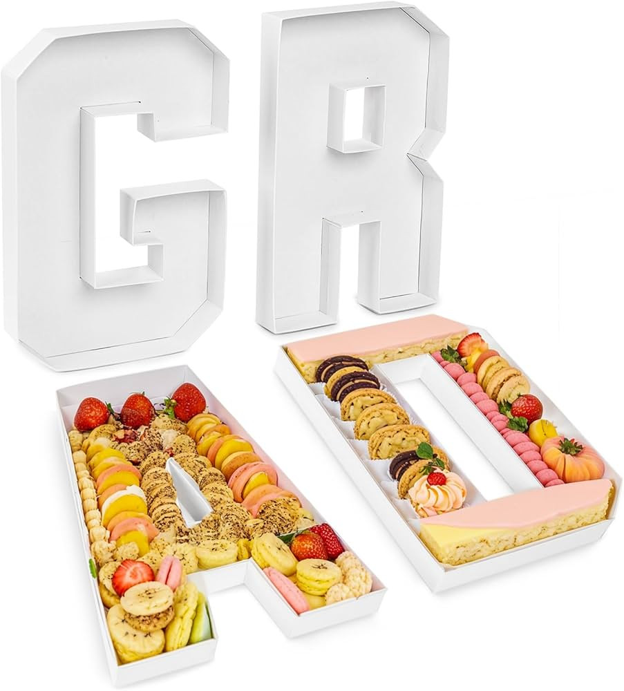 VGOODALL Fillable Cardboard Letter Food Trays, White G R A D Charcuterie Board Letter Trays for G... | Amazon (US)