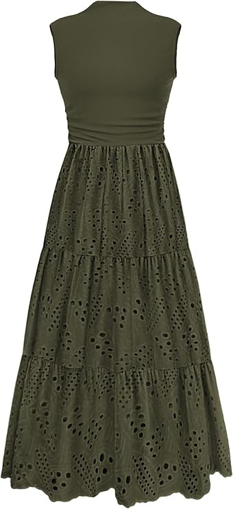 PRETTYGARDEN Summer Dresses for Women 2025 Casual Eyelet Tank Top Sundress Sleeveless Wedding Gue... | Amazon (US)