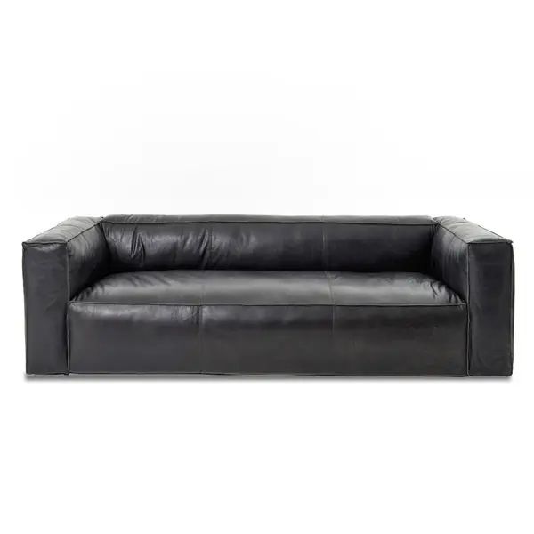 Cooper Top Grain Black Leather Sofa - Overstock - 30402985 | Bed Bath & Beyond