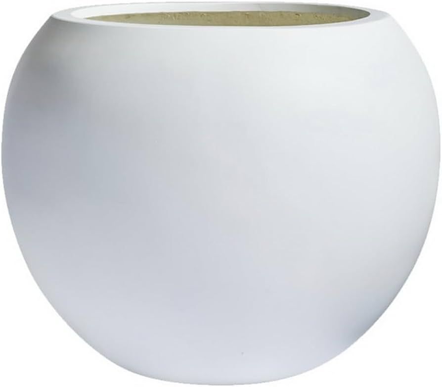 DTY Signature Mount Sherman 1-Piece Fiberstone Planter, White, 13.5" H x 17" Dia - Medium | Amazon (US)