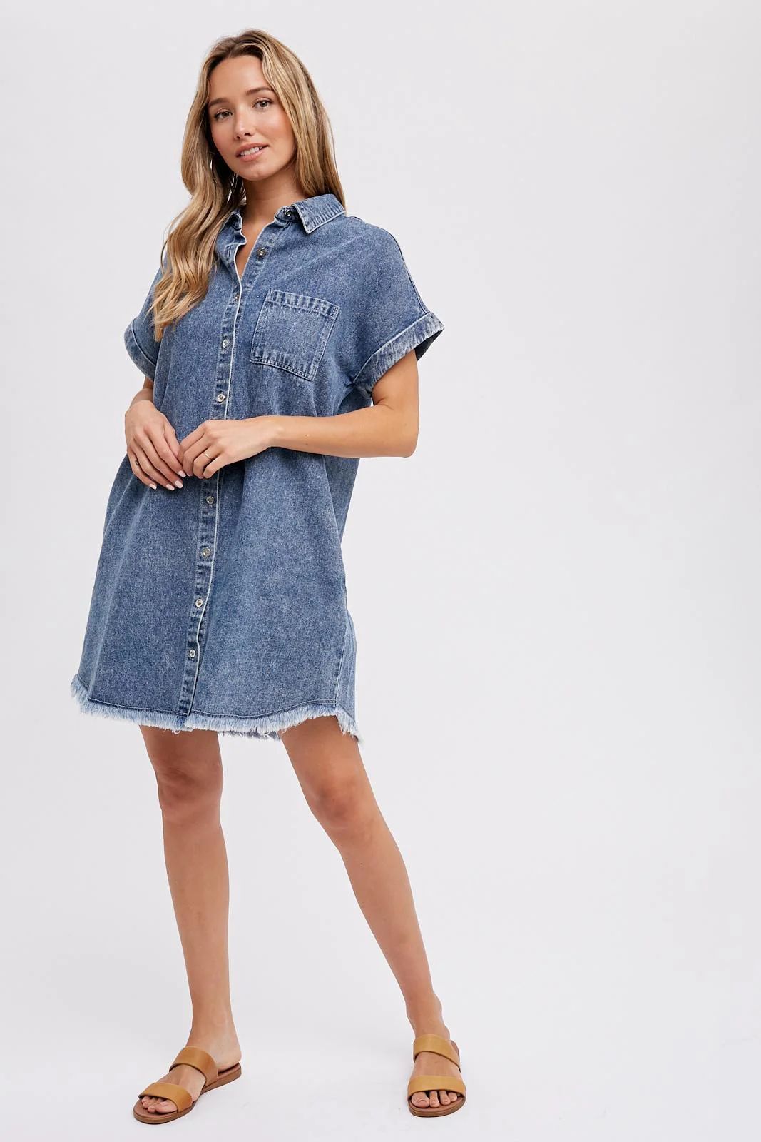 Blue Denim Button Up Dress | PinkBlush Maternity