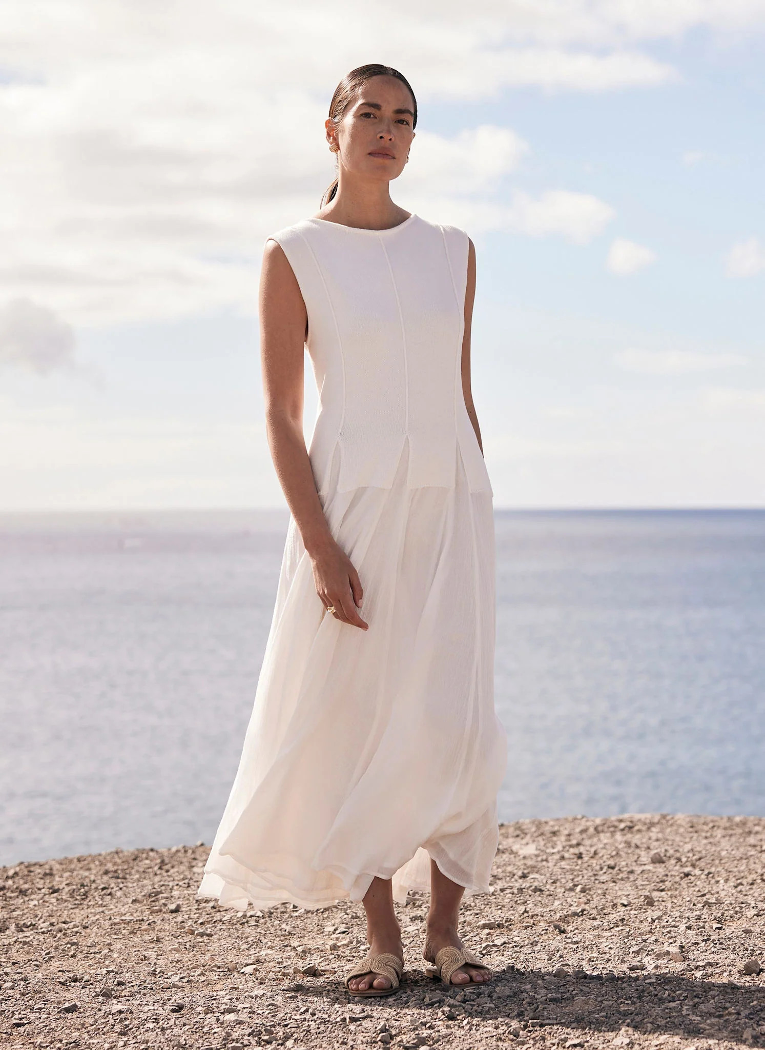 Cream Cotton Maxi Dress | Mint Velvet