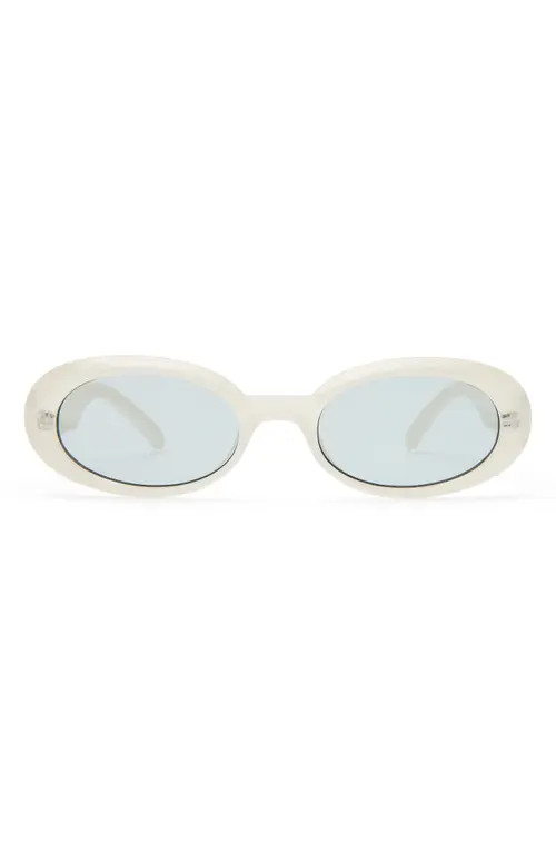 Le Specs Work It 53mm Oval Sunglasses in Vanilla Pearl/smoke Tint at Nordstrom | Nordstrom